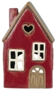 Teelichthalter Haus, braunes Herz, 11 x H 19 cm